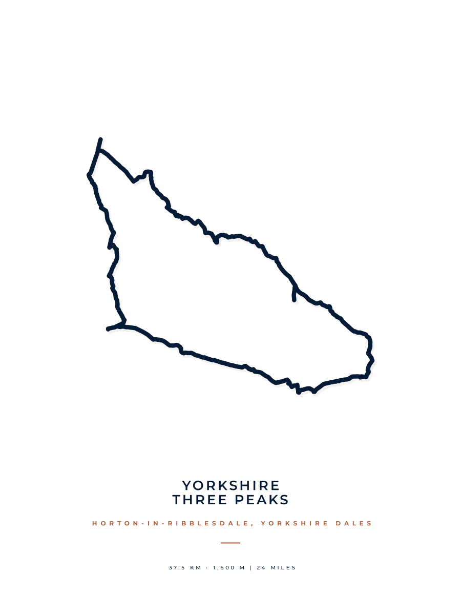 Yorkshire Three Peaks route map poster preview in the Minimal artwork style