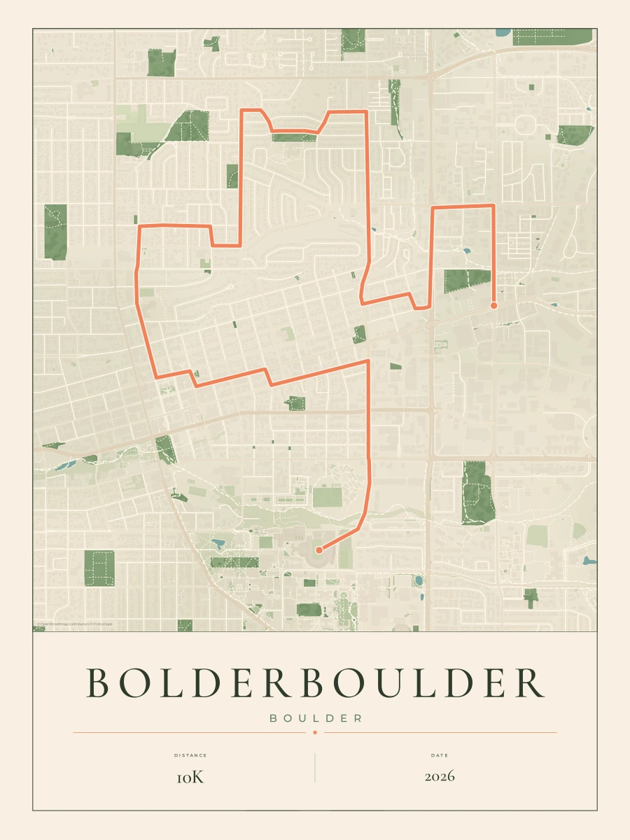 BOLDERBoulder route map, 2026 course
