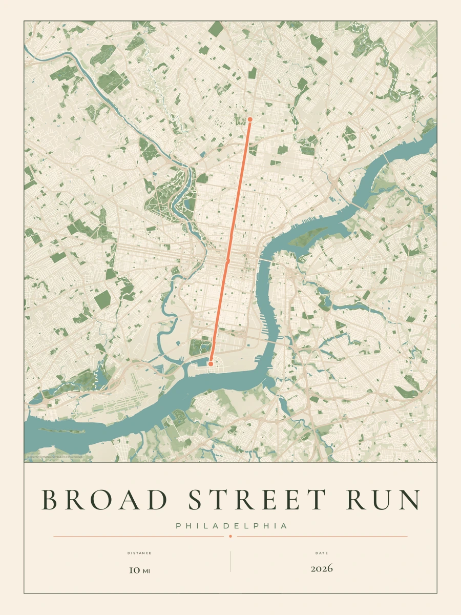 Broad Street Run route map, 2026 course