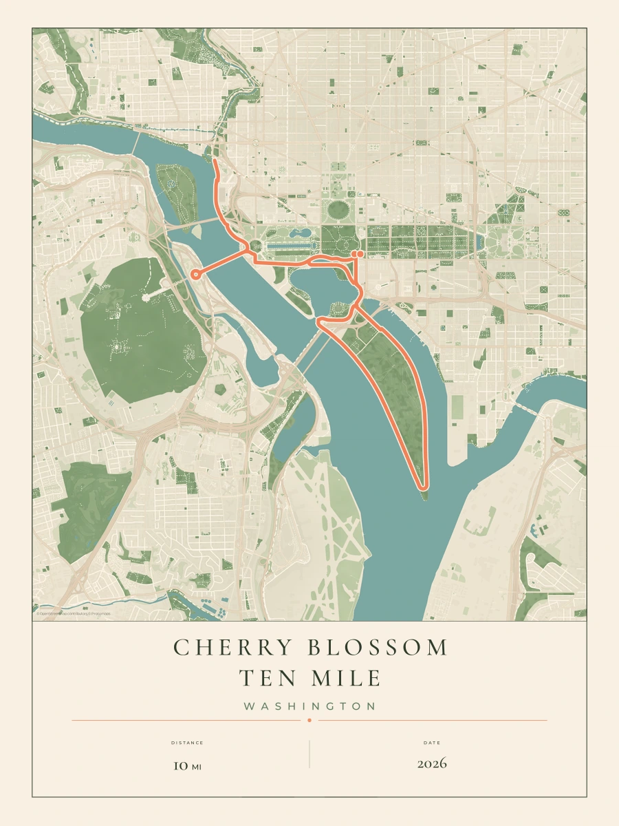 Cherry Blossom Ten Mile route map, 2026 course
