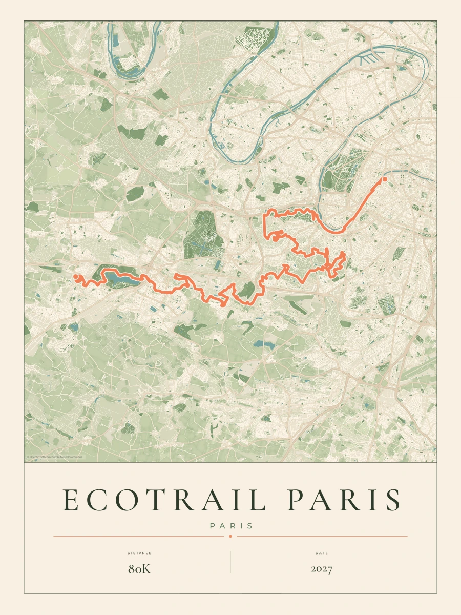 EcoTrail Paris route map, 2027 course