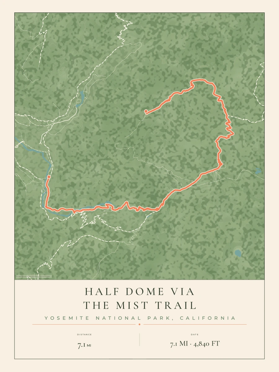 Half Dome route map