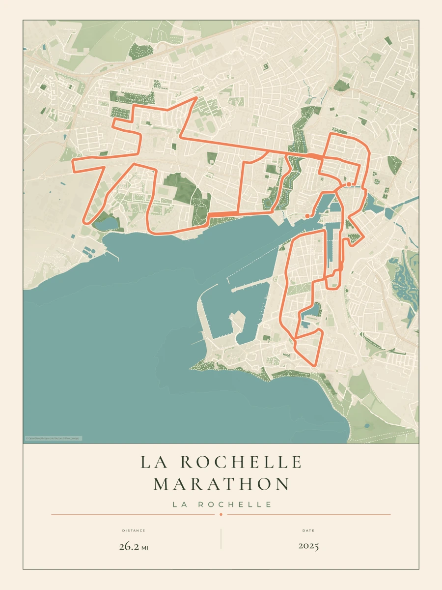 La Rochelle Marathon route map, 2025 course