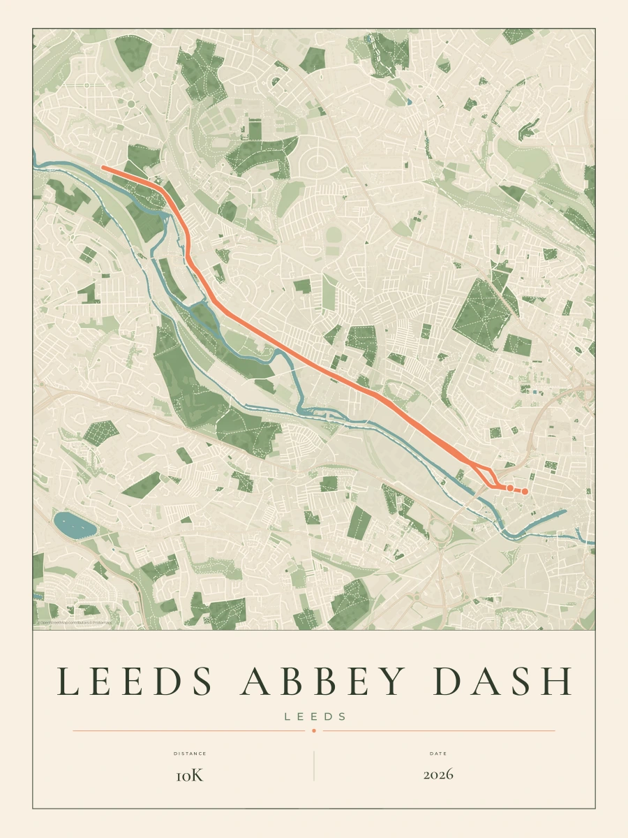 Leeds Abbey Dash route map, 2026 course