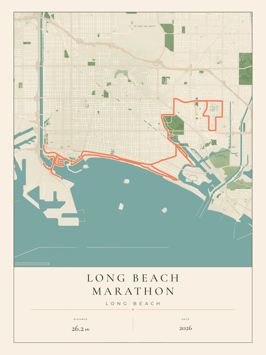 Long Beach Marathon route map, 2026 course