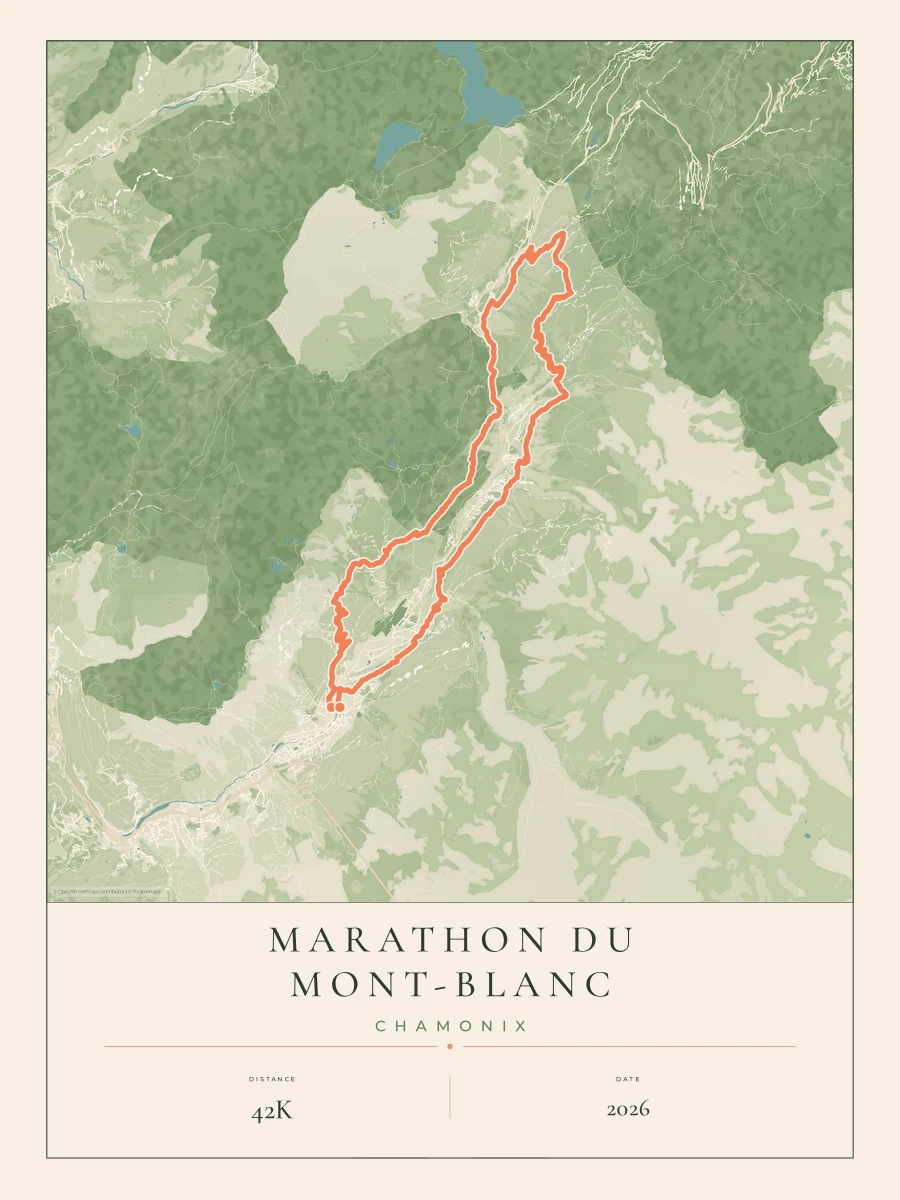 Marathon du Mont-Blanc route map, 2026 course