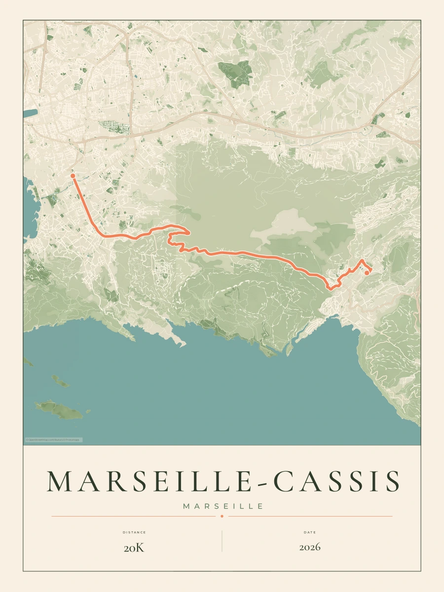 Marseille-Cassis route map, 2026 course