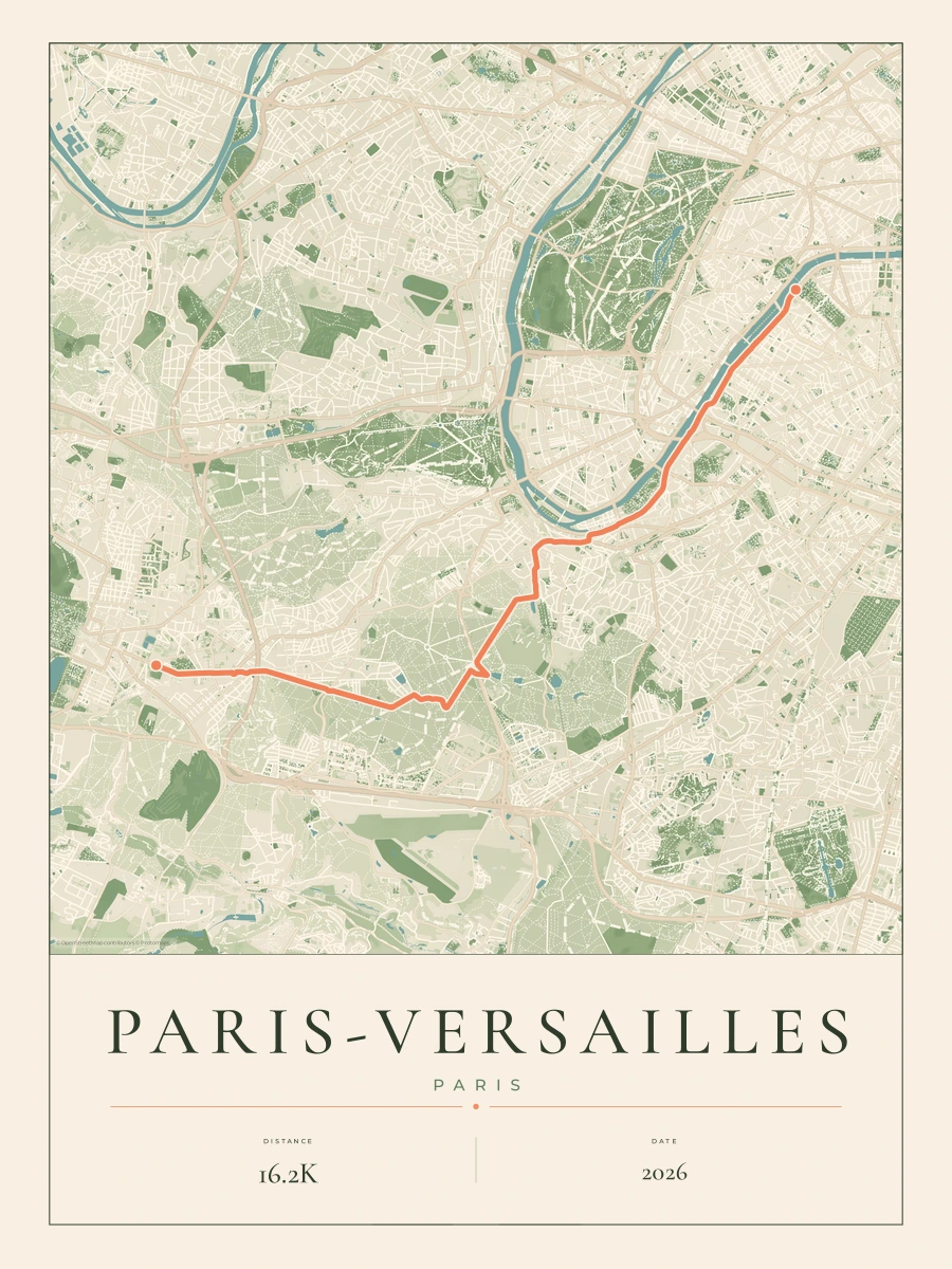 Paris-Versailles route map, 2026 course