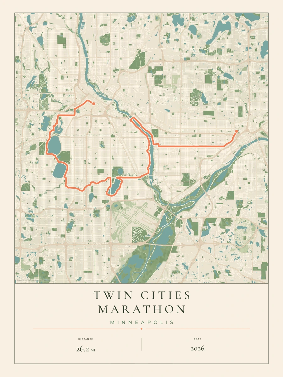 Twin Cities Marathon route map, 2026 course