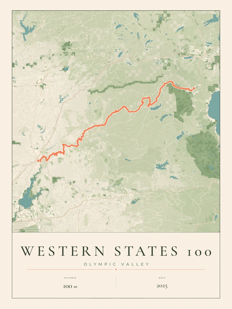 Western States 100 route map, 2025 course