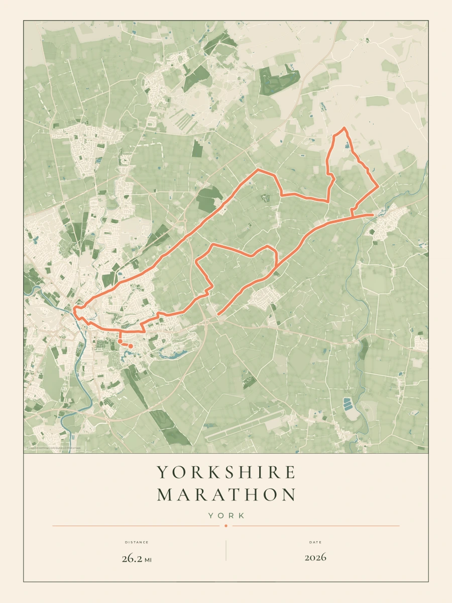 Yorkshire Marathon route map, 2026 course
